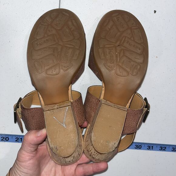 Kork Women's Brown Leather 2" Wedge Sandals 9M Cottage Feminine Comfort Summer - Picture 4 of 7